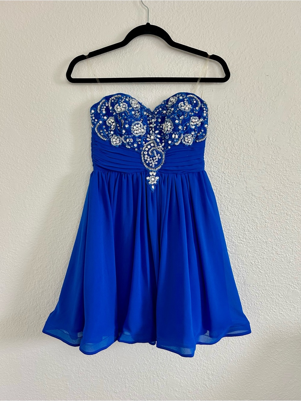 Sequin Hearts Royal Blue Sequin Bodice Dress